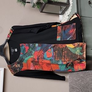 Ali Miles. Multi colored, button and pocket detail. Blouse sz. Med